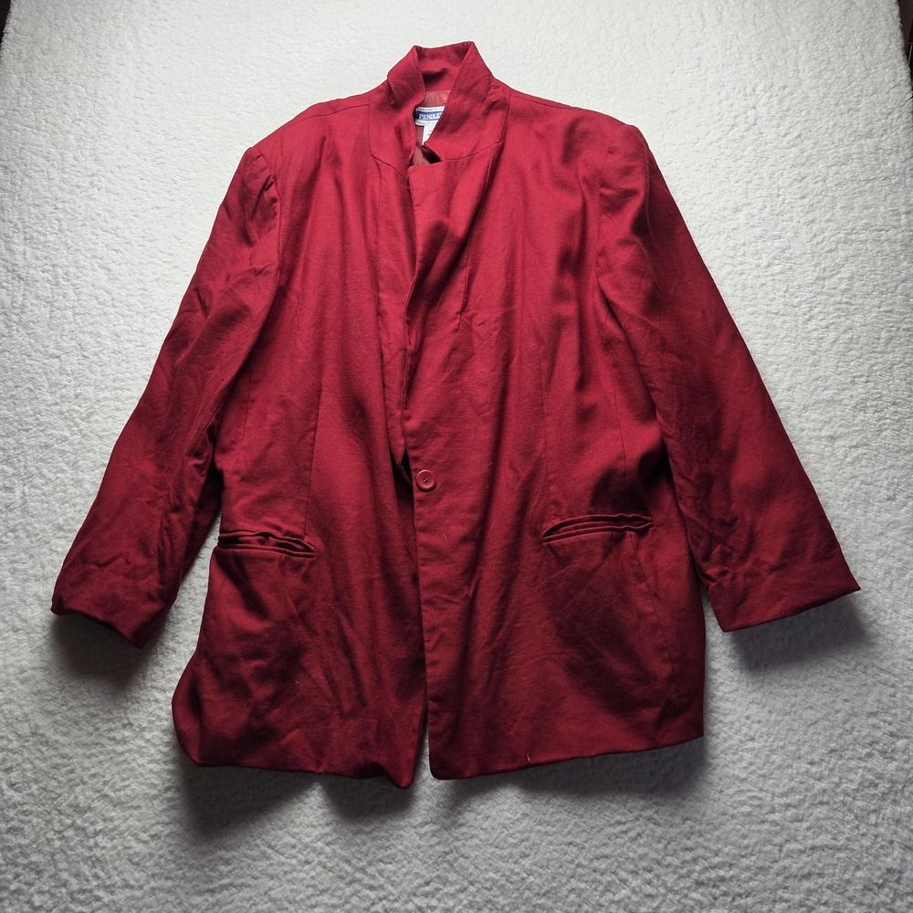Pendleton Blazer Jacket Womens 22W Red 100% Wool Lined Tailored Career